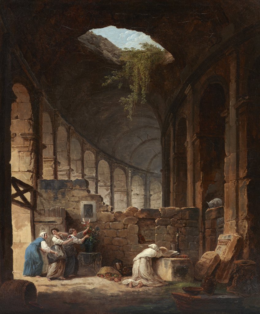 Hermit in the Colosseum by the painter Hubert Robert, painted in 1790.