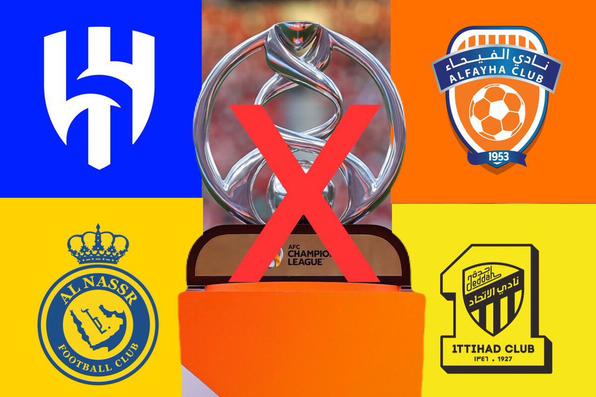 🚨🇸🇦 Clubes sauditas na Champions League da Ásia de 2024:

❌🟠 Al Fayha - Eliminado nas oitavas 
❌⚫️ Al Ittihad - Eliminado nas quartas 
❌🟡 Al Nassr - Eliminado nas quartas 
❌🔵 Al Hilal - Eliminado nas semifinais

No ano de maior investimento da história de sua liga