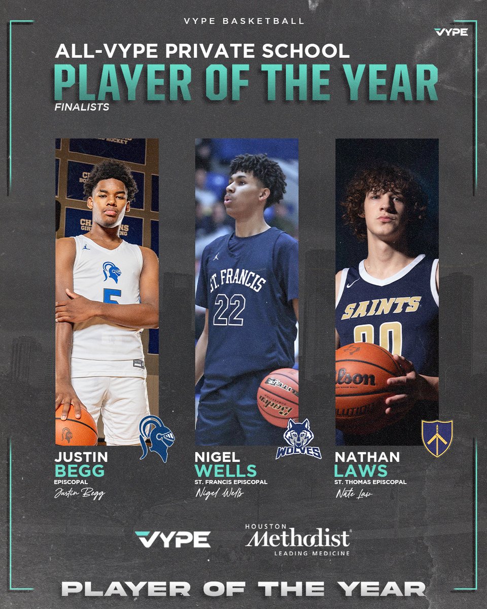 It is awards season here at VYPE! Here are the finalists for Private School Boys Basketball Player of the Year presented by @MethodistHosp! Tune in tomorrow to find out the Player and Team of the Year #VYPEAwards