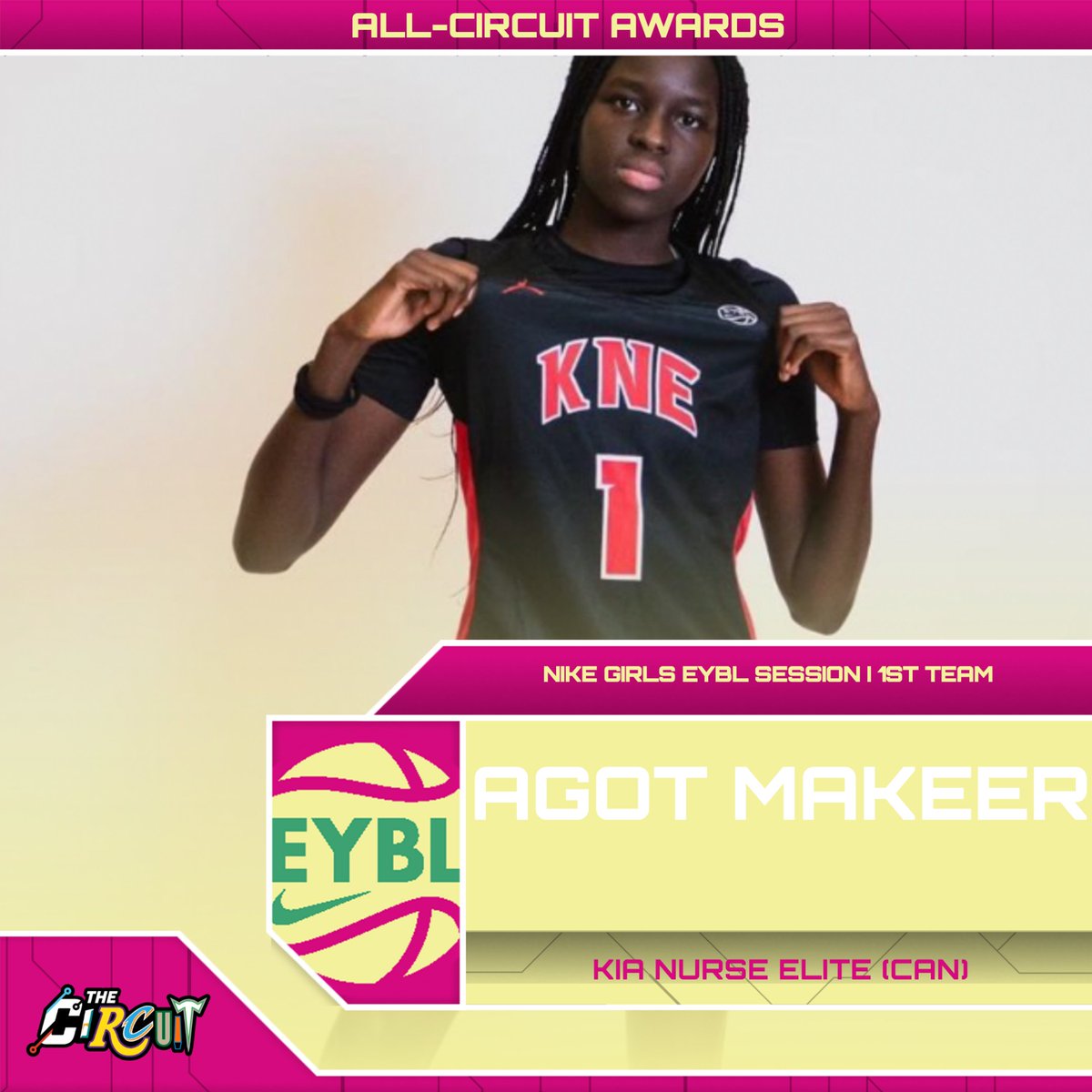 Nike EYBL Hampton | 1st Team 🥇

Agot Makeer | North Kia Nurse Elite (CAN) | 2025

Averages ➡️ 18.8 PPG, 6.4 RPG, 1.8 SPG, 1.6 APG, 1.0 BPG

All-Circuit Awards ⤵️
thecircuithoops.com/news_article/s…