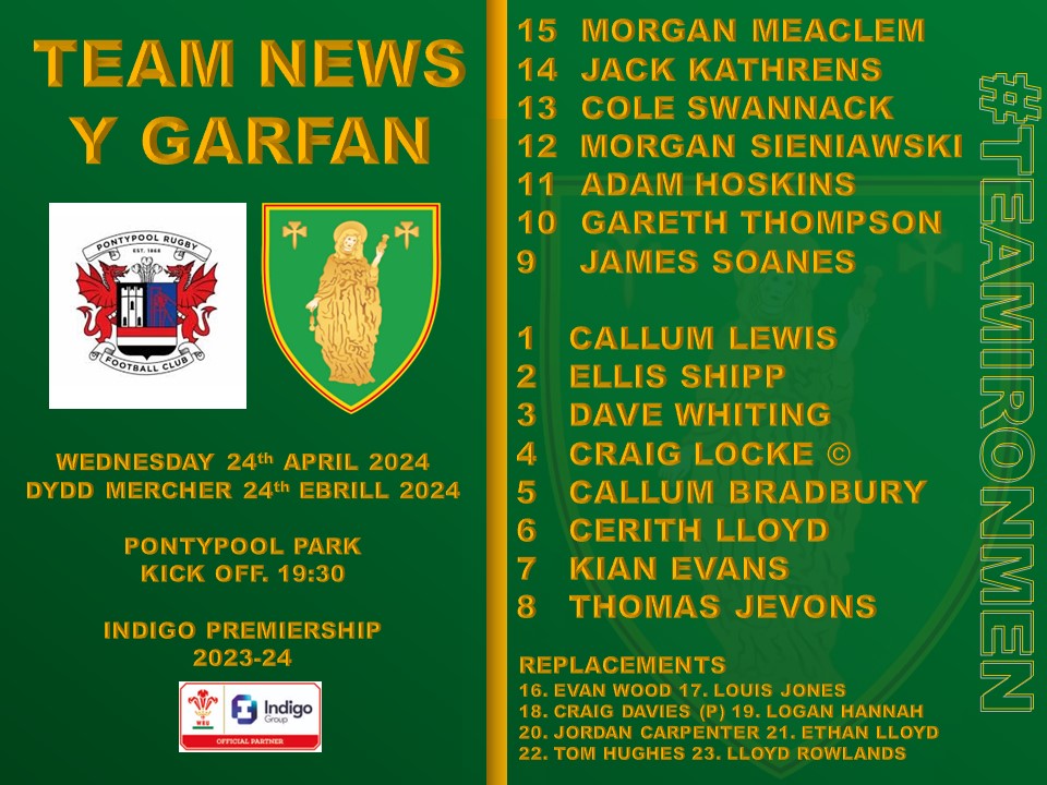 RFCMerthyr's tweet photo. #TeamNews 

Our #Ironmen23 ahead of tomorrow's penultimate game of the campaign. Delighted to see young Evan Wood playing on permit 👌🏻

Come along and support the boys 🤙🏻

@PontypoolRFC
📆 24th April 24
🕝 7.30pm
📍 Pontypool Park 
🏆 Indigo Premiership 

#TeamIronmen🖤💛💚 https://t.co/YQdtoQObX5