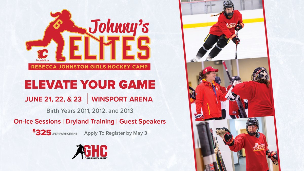 Johnny's Elites Girls Hockey Camp is back! 🔥 Led by Rebecca Johnston, Johnny's Elites focuses on female hockey players aged 11 and 12 looking to advance in their minor hockey journey with an emphasis on keeping girls in sports. Apply to register today! bit.ly/RJElites
