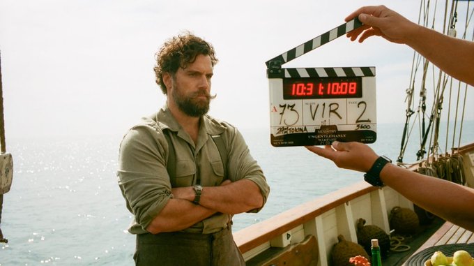 Henry Cavill behind the scenes from the set of The Ministry of Ungentlemanly Warfare