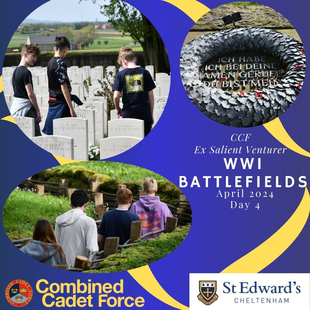 Over the Easter holidays, members of CCF took part in the Ex Salient Venturer tour of WW1 battlefields. Over four days they had a memorable exploration of battlefields & cemeteries and laid a wreath at the Menin Gate.

#SECCCF #ExSalientVenturer #StEdwardsCCF #CombinedCadetForce