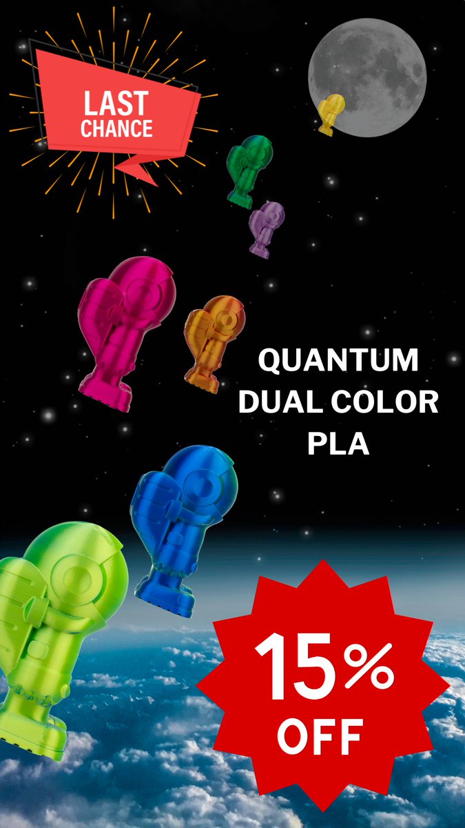 MatterHackers's tweet photo. LAST DAY! Get 15% off on #Quantum #DualColor #PLA until the end of the day.
Access the sale here:
https://t.co/XS8GhZLYbr
#MatterHackers https://t.co/4kWvl4kU19