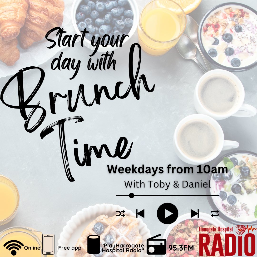 Start your day with Brunch Time, join Toby Mondays - Thursdays &amp; Daniel on Fridays for lots of great music and chat. *SPONSORED BY ENID TAYLOR LTD,HARROGATE.