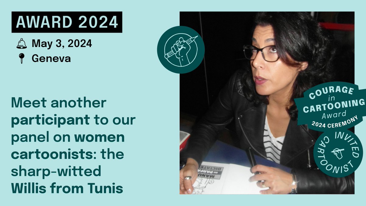 ✊✏️ AWARD 2024 🏆 @willisfromtunis est connue pour son chat anthropomorphe emblématique, qui livre des punchlines grinçantes sur la situation politique et sociétale en Tunisie. 🔔 May 3, 2024 📍 Geneva Graduate Institute ✏️ Register for the event: bit.ly/prix-fcf