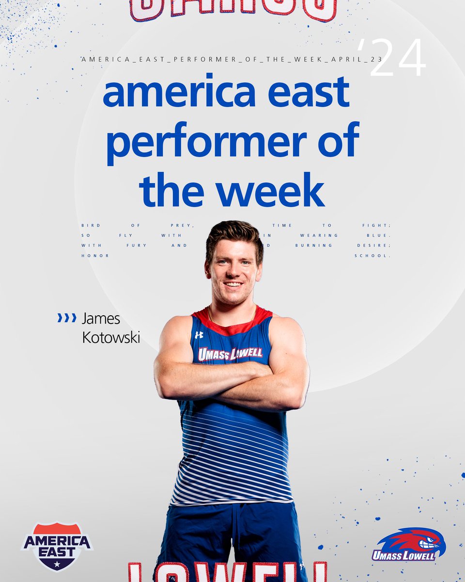No surprise here🤷‍♂️ James Kotowski has been named the @AmericaEast Male Field Performer of the Week after his Olympic Trials-qualifying mark of 75.07m in the javelin this past weekend. Congrats, James!👏 🔗: bit.ly/3JyKuHO #UnitedInBlue | #AETF