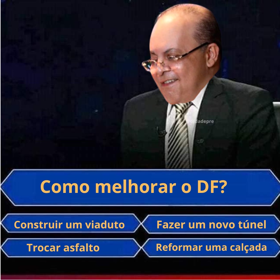 Acabar com as filas para atendimento e cirúrgias na saúde? Oferecer educação de qualidade ? Contratar + médicos e professores? Implantar a tarifa zero no transporte público? Ampliar e modernizar o Metrô? Implementar o BRT Norte? Tornar o DF mais seguro? Isso Ibaneis não quer!!!🤮