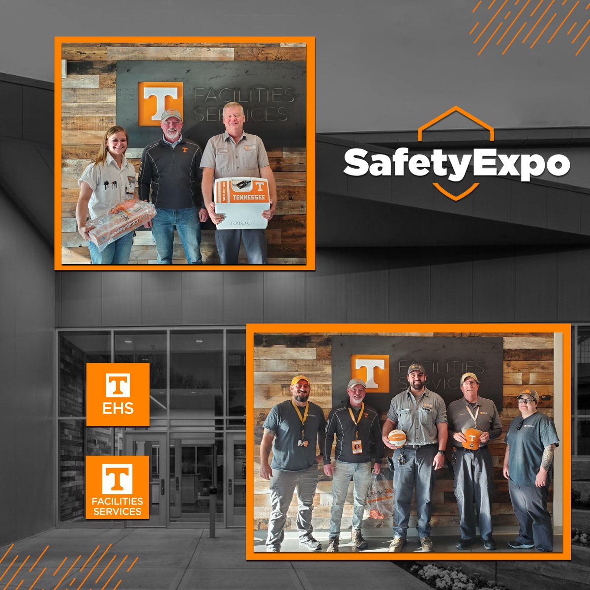 UTKEHS's tweet photo. We have our winners for the door prizes at our recent Safety Fest, where EHS partnered with @utkfacserv! Congratulations to our winners: Ronald Couch, Ashley Ogle, Nicholas DiFabio, and Tom McConnell. They won some awesome UT prizes from the Volshop! https://t.co/jxhZ2LPOZE
