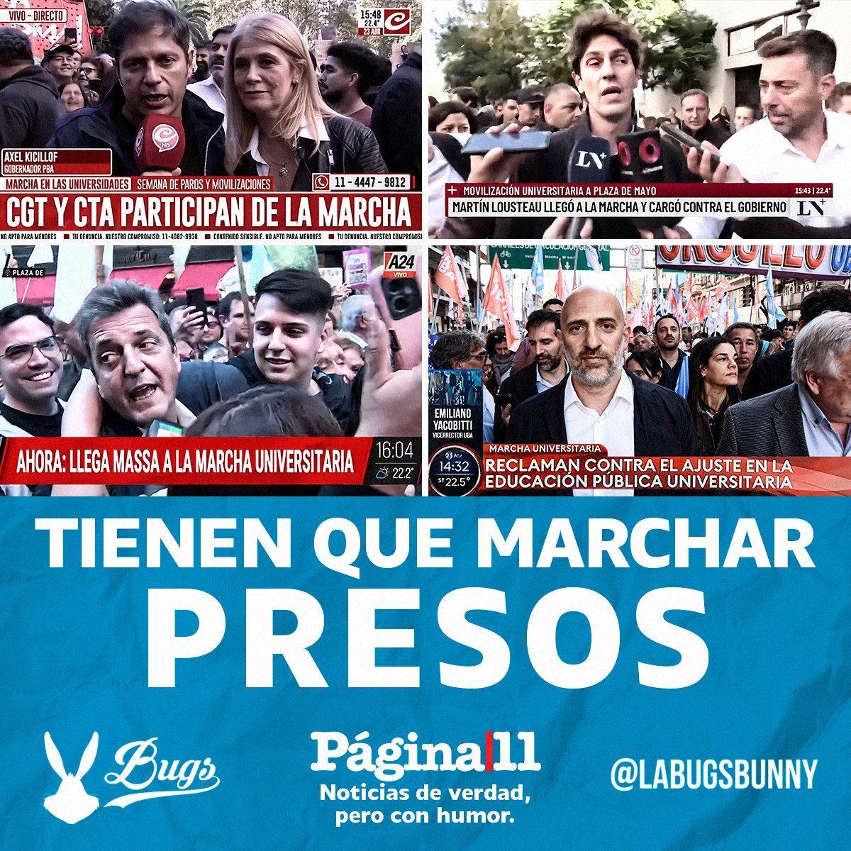 ¡TIENEN QUE MARCHAR PRESOS! Sergio Massa, Yacobitti y todos los defensores de los curros de la UBA que hay en Plaza de Mayo.