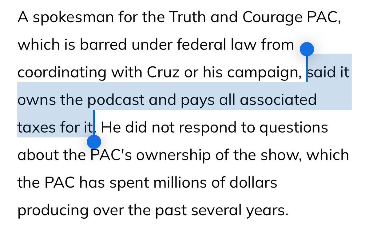 Holy shit. A spokesperson for Ted Cruz’s super PAC just admitted that they *own* his podcast, Verdict with Ted Cruz, that Ted hosts three times per week. HOW IS THIS NOT COORDINATING WITH A SUPER PAC?!?
