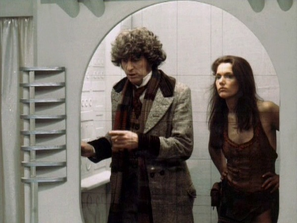 Tom Baker and Louise Jameson during 'The Invisible Enemy'. #TomBaker #DoctorWho #FourthDoctor