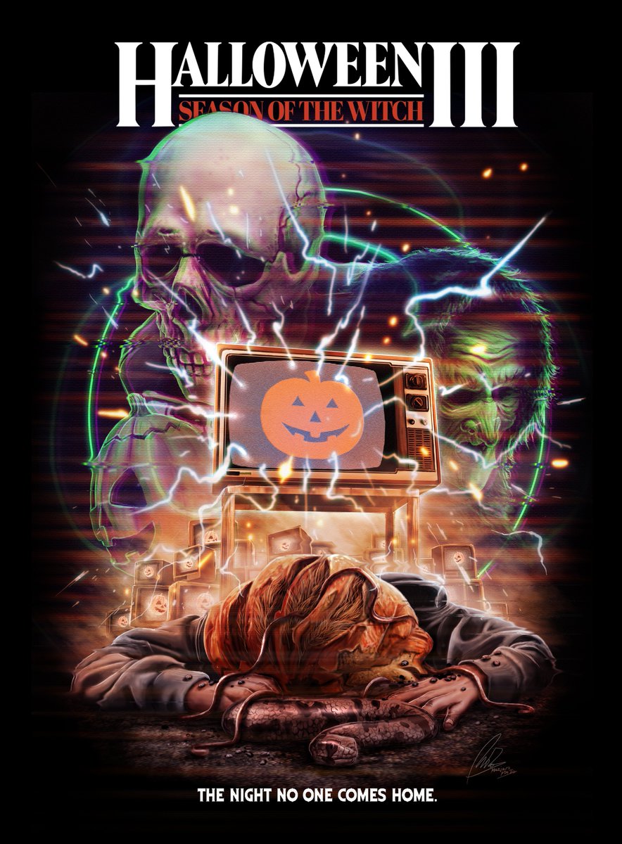 Halloween 3 ( 1982) Poster and clean version of this new artwork for a custom boxset coming soon this spooky season. One of my favorites sequels and horror movies from this era. #halloween #horror #80s #slasher #classic #movies #michaelmyers
