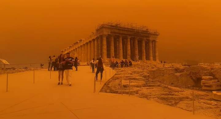 🐫 Απίστευτη εικόνα με την Αφρικανική σκόνη να κατακλύζει τον Παρθενώνα.
Forecast weather Greece