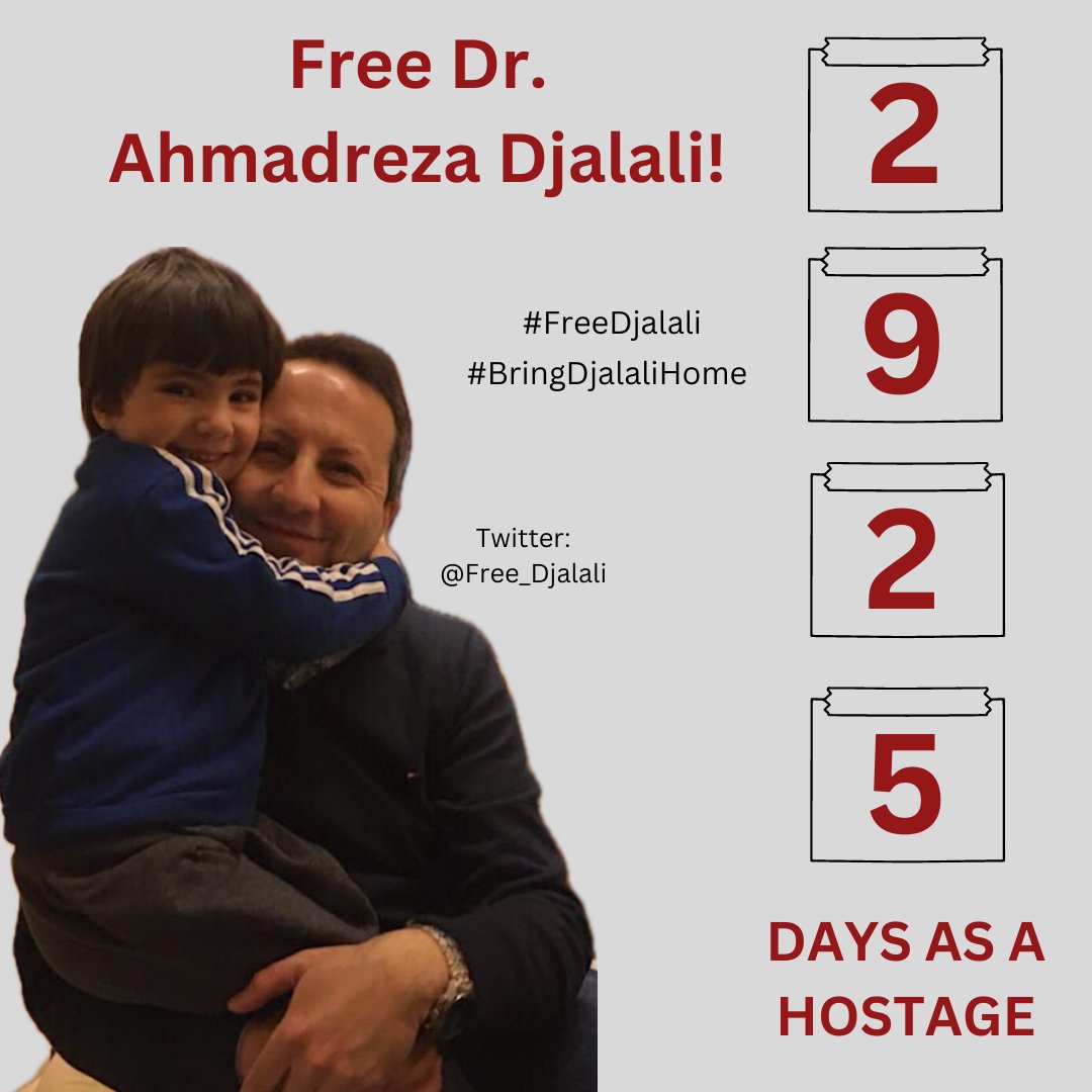 Today marks 2925 (!) days and over 8 years since Dr. Ahmadreza Djalali, Swedish and EU citizen, was arbitrarily detained and has been ever since held hostage in Iran. We demand his freedom and we demand the Swedish government to act NOW to #FreeDjalali and #BringDjalaliHome