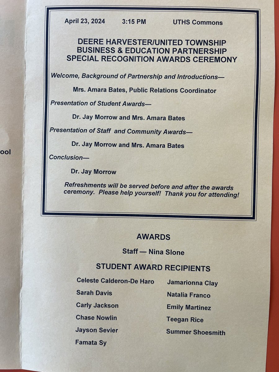 Congratulations to our 4th Quarter John Deere Harvester Works Special Recognition Award recipients!  #WeAreUT