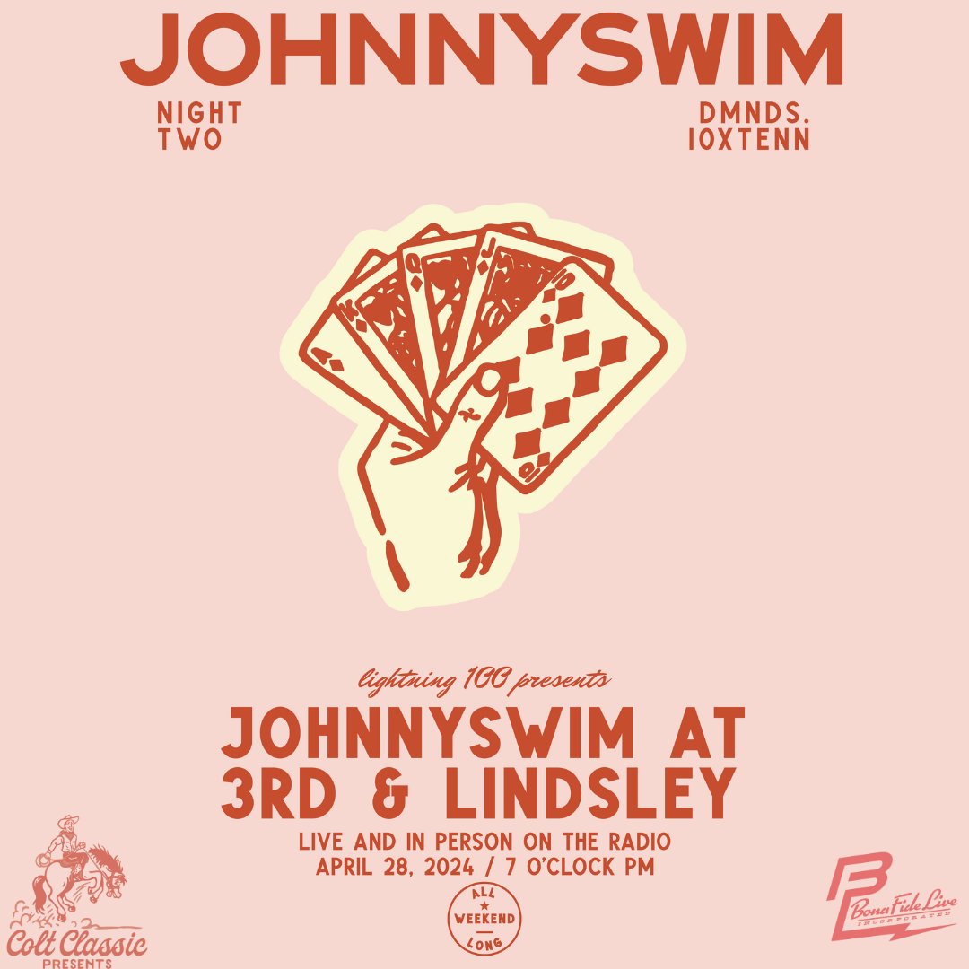 @JOHNNYSWIM returns to @3rdandLindsley this weekend for #NashvilleSundayNight to celebrate the 10 year anniversary of 'Diamonds'. If you didn't get a chance to grab tickets, you can stream the performance live at Volume.com/lightning100 or tune into 100.1 to catch the show!⚡️
