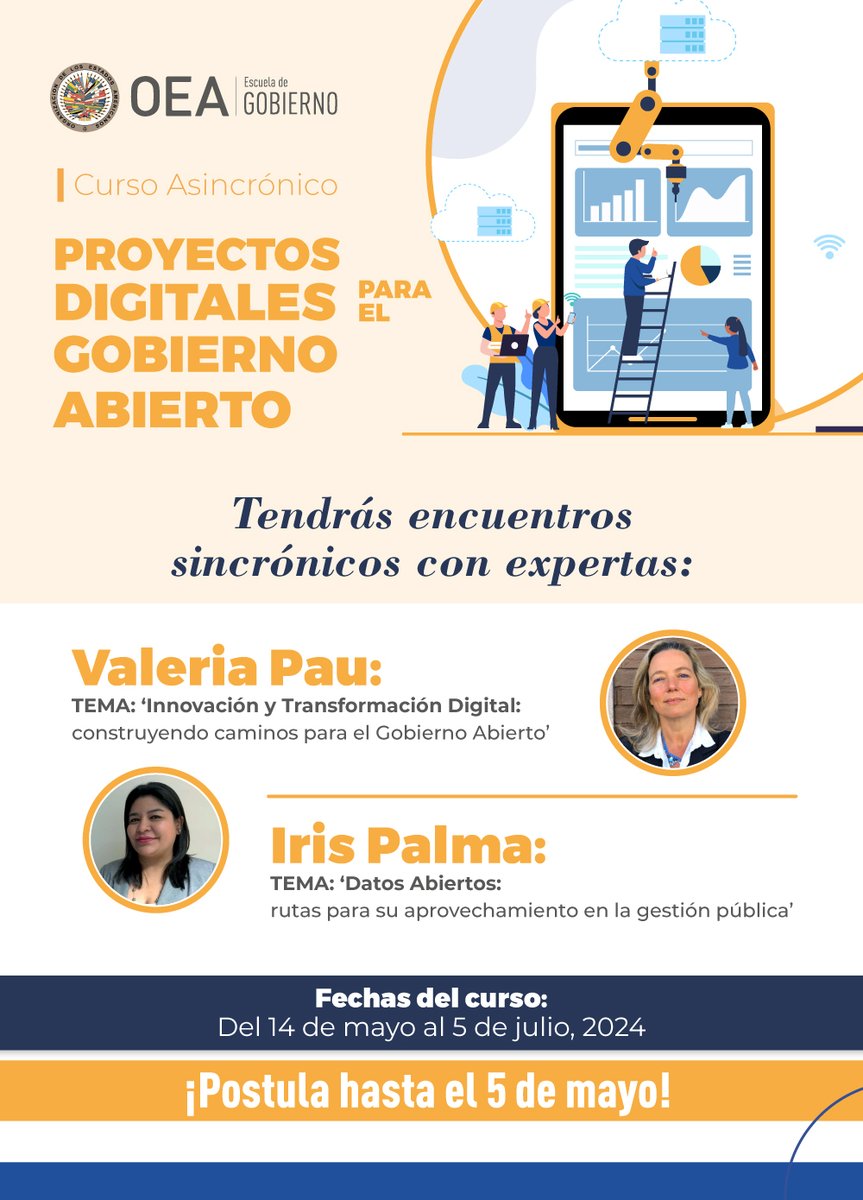 EscuelaOEA's tweet photo. ¿Te gustaría entender los conceptos clave del gobierno digital y del gobierno abierto? 
¡Conviértete en un experto en la formulación de proyectos de modernización de la gestión pública!
📣¡Últimos días de inscripción! 
ℹ️Más info: https://t.co/D5OaXrmQ3k
@OEA_GestionPub https://t.co/GHGTyjPFyl