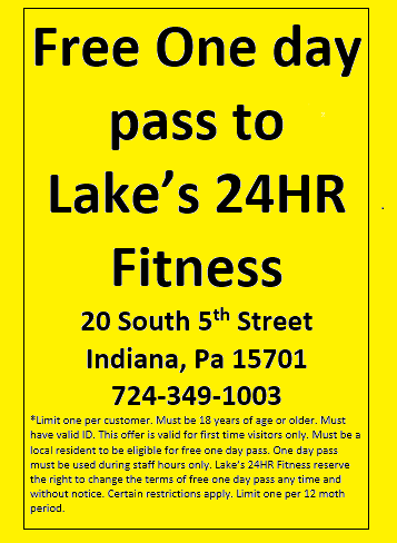 Not yet a member! here is a free one day pass to give Lake's 24HR Fitness a try. #Gym #Fitness #Healthclub #IUP #IndianaPA #IUP2023 #IUP2024 #IUP2025 #IUP2026 #FreeDayPass #FitnessCenter #BestGym #Gains #FreePass #FreeGymPass #FreeGymDay #GymDay #FreeDay #jointoday