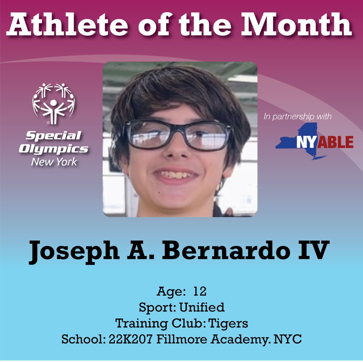 April’s NY ABLE and @SpecOlympicsNY athletes of the month are NYC Unified Bocce players Azizbek Rasabov and Joseph A. Bernardo IV. #NewYorkSpecialOlympics