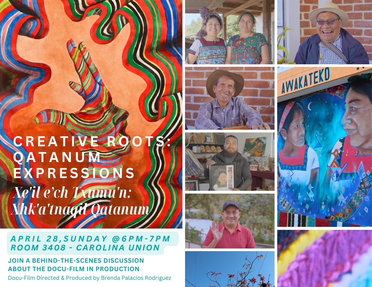 Join us this Sunday in an incredible event hosted by Brenda Palacios ('24) where she will be introducing her documentary project 'Creative Roots: Qatanum Expressions' and discussing behind the scenes content!