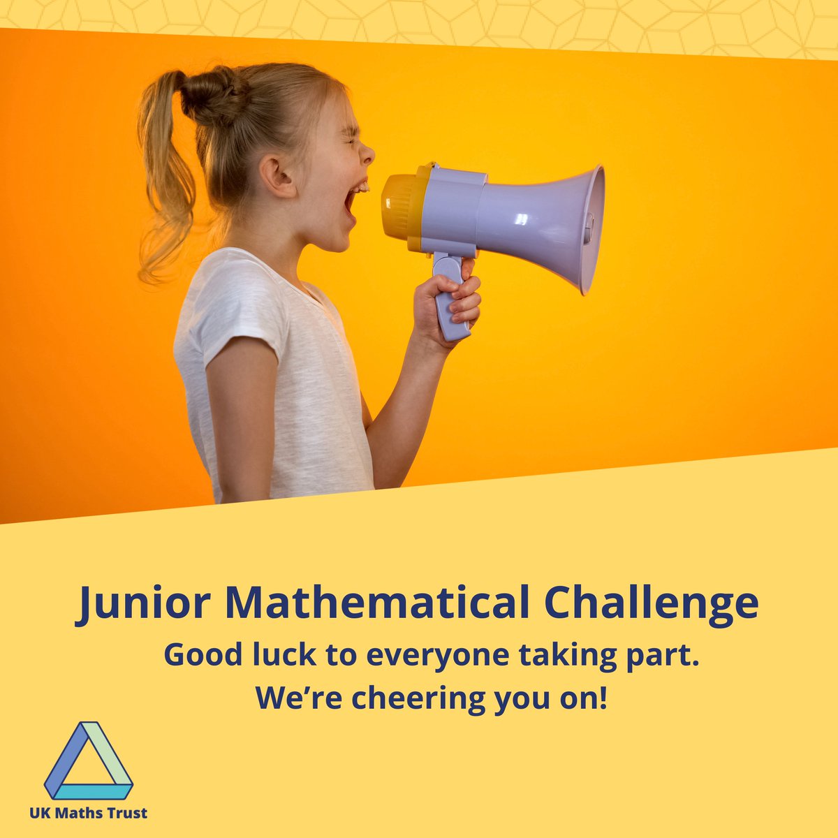 The JMC takes place on Thursday and UKMT wishes you all the best of luck. You've got this!

Find out more: ukmt.org.uk/junior-challen…