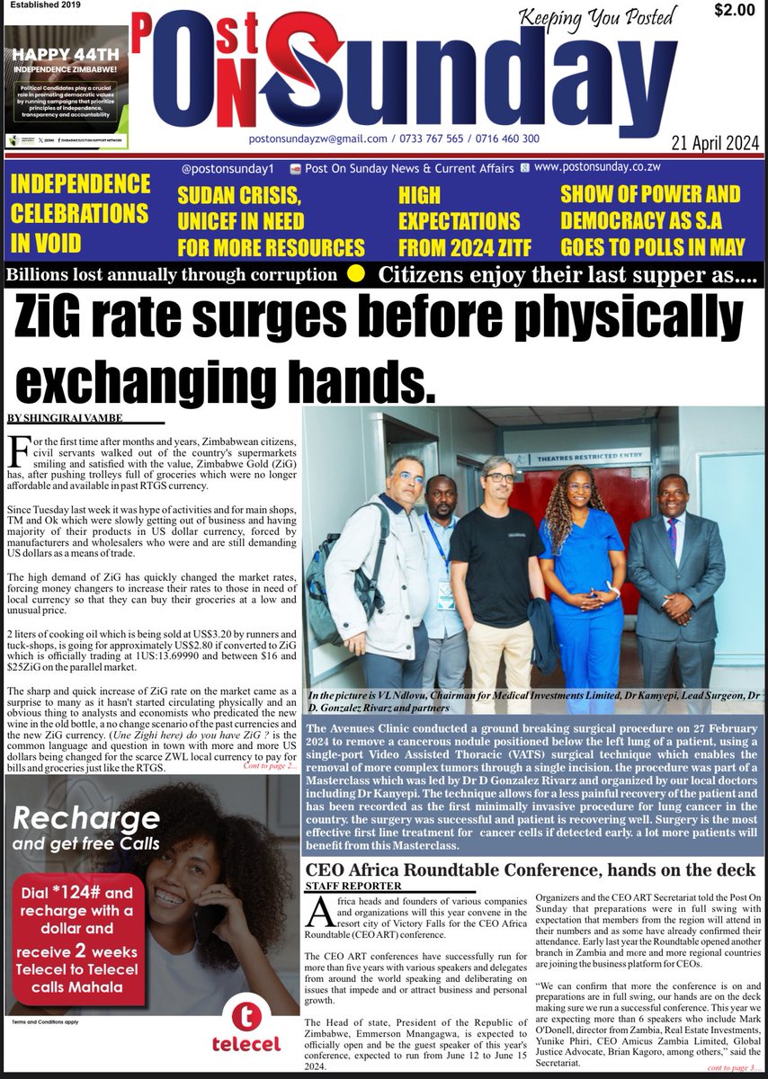 Don’t forget to subscribe, like and follow us on our social platforms. For more stories in detail, visit postonsunday.co.zw