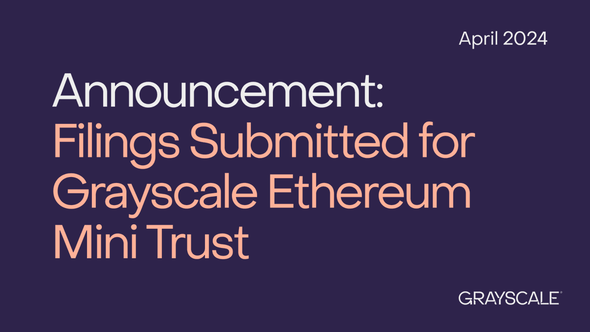 We believe the case for spot #Ethereum ETFs is just as strong as it was for spot #Bitcoin ETFs. Today we submitted new regulatory filings that would further expand our product suite. (1/5)