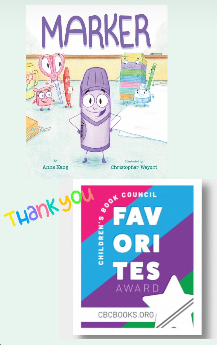 A HUGE thank you to all of the teachers for selecting MARKER as a 2024 Children’s Book Council Teacher Favorite! @CBCBook @annakang27 @KelseySkea @HollyMMcGhee @LovethePippins @michaeljantze #twolions #kidslit #teachers