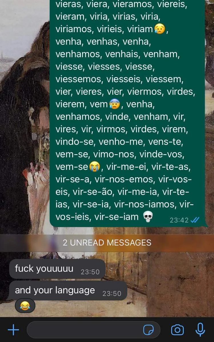 conjugations of the verb "to come" in portuguese