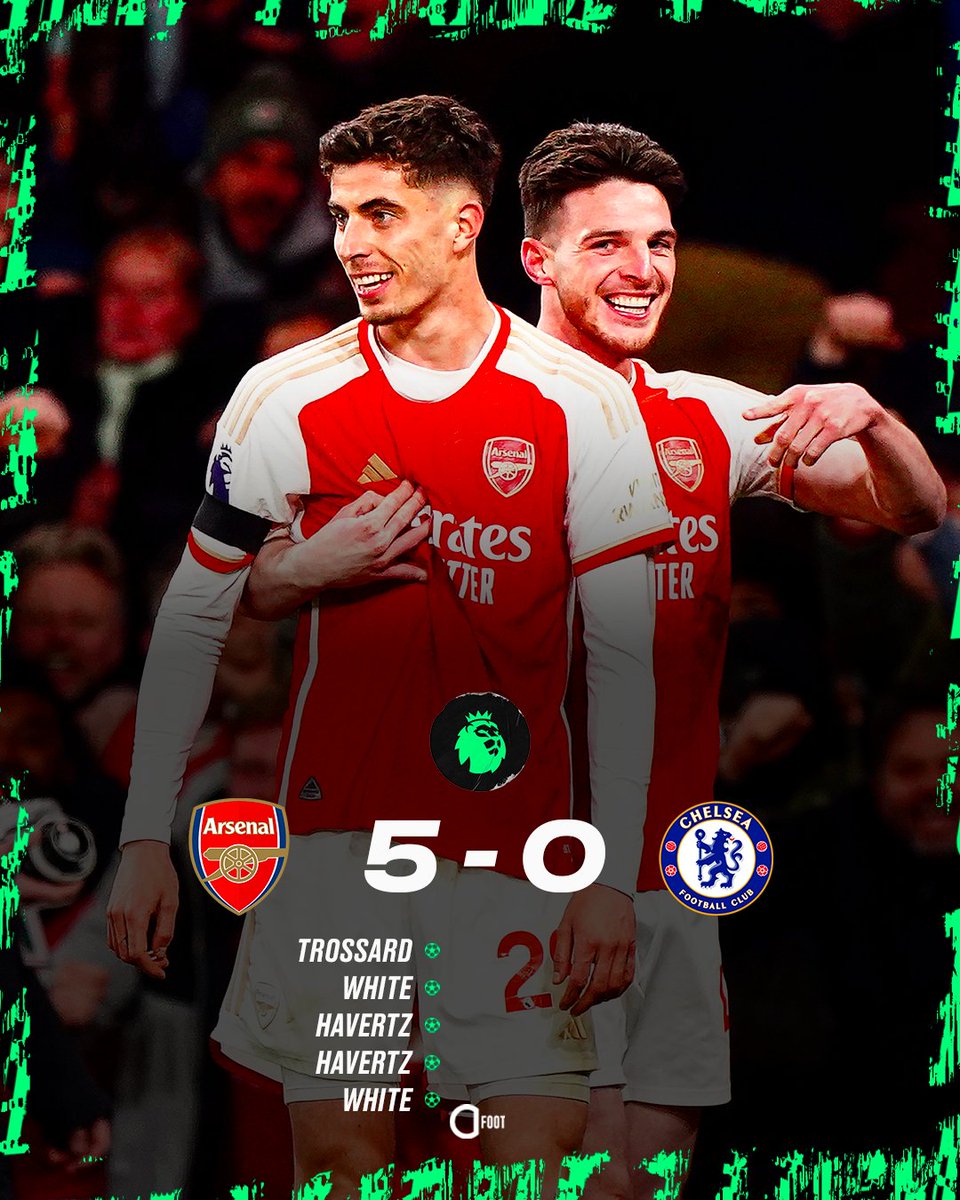 ActuFoot_'s tweet image. 🚨 𝗔𝗥𝗦𝗘𝗡𝗔𝗟 𝗡𝗘 𝗙𝗔𝗜𝗧 𝗤𝗨'𝗨𝗡𝗘 𝗕𝗢𝗨𝗖𝗛𝗘́𝗘 𝗗𝗘𝗦 𝗕𝗟𝗨𝗘𝗦 𝗘𝗧 𝗔𝗧𝗢𝗠𝗜𝗦𝗘 𝗖𝗛𝗘𝗟𝗦𝗘𝗔 𝟱 𝗕𝗨𝗧𝗦 𝗔̀ 𝟬 ! ❤️🤍

Doublé de Kai Havertz, doublé de Ben White et but de Leandro Trossard. 

🔝 Meilleure attaque ⚽️
🔝 Meilleure défense ⛔️

Les Gunners…