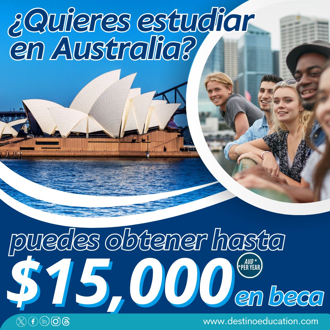 DestinoAUS's tweet photo. Una gran oportunidad para ti que quieres estudiar en el extranjero ¡Escríbenos! para más información
#becas #becasuniversitarias #au #australia #destinoeducation #destinoeducation2024 https://t.co/MRRVaji2FB