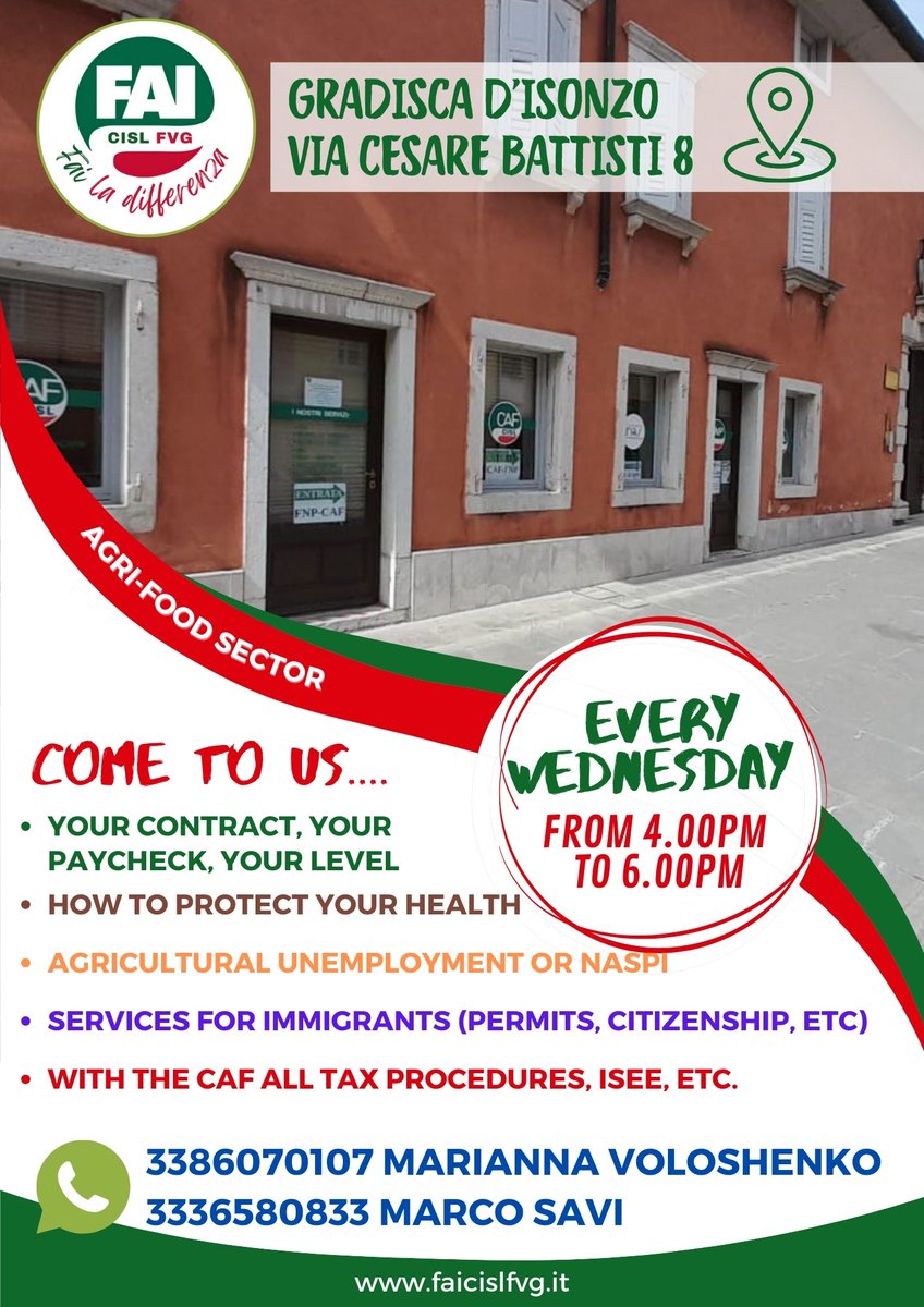 Faicislfvg's tweet photo. ‼️ ℕ𝕌𝕆𝕍𝔸 𝔸ℙ𝔼ℝ𝕋𝕌ℝ𝔸 #FaiCisl ‼️
👉 𝗢𝗚𝗡𝗜 𝗠𝗘𝗥𝗖𝗢𝗟𝗘𝗗𝗜 𝗗𝗔𝗟𝗟𝗘 𝟭𝟲 𝗔𝗟𝗟𝗘 𝟭𝟴
L’apertura del nuovo sportello nasce dalla volontà di essere sempre più vicini alle #persone e ai bisogni dei #lavoratori.
#gradiscadisonzo #faisquadra #faidipiu https://t.co/BJgJUa0nlI