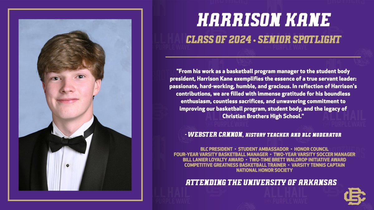 As the school year draws to a close and graduation looms nearer, we present our Senior Spotlights, Brothers' Boys chosen to represent a cross-section of the Class of 2024 in all its facets and achievements. Next up: Harrison Kane