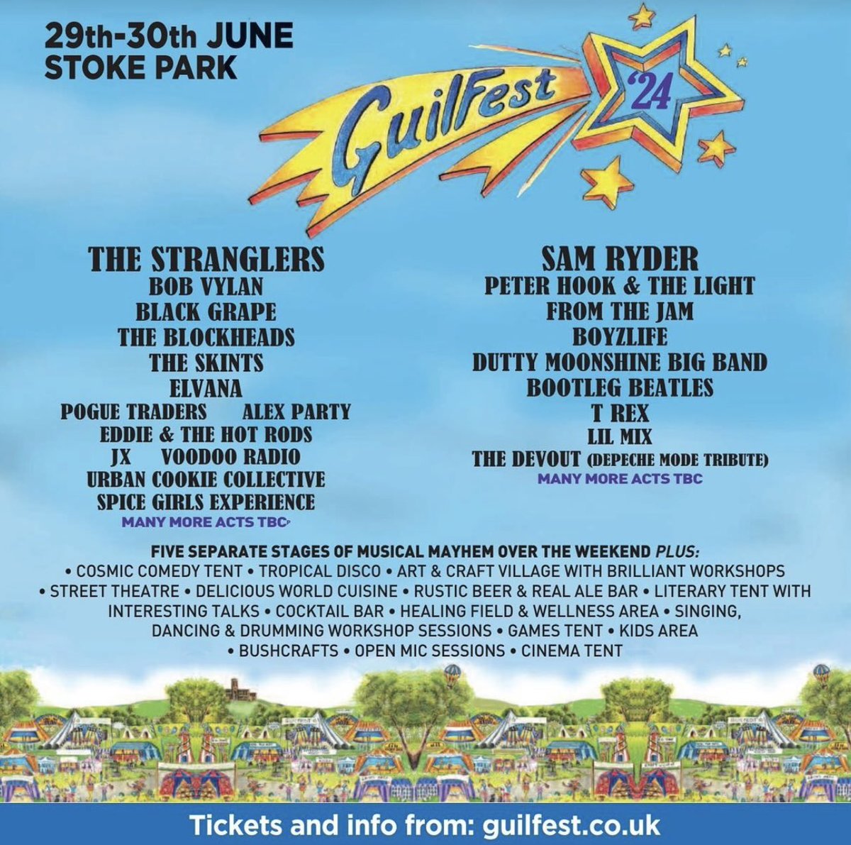 BLACK GRAPE play Guilfest in Surrey on Saturday 29th June 2024 🍇🍇🍇 . Tickets available now: . eventim.co.uk/artist/guilfes… . #BlackGrape #ShaunRyder #KermitLeveridge #Guilfest #MusicFestival #Livemusic @GuilFest