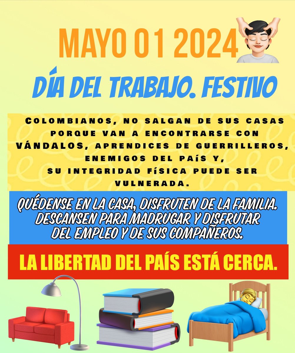 Paisademedellin's tweet photo. #OJOALDATO #Empleados #Trabajadores #Mayo01 es el día MERECIDO para uds, y DESCANSAR es el objetivo. No lo dañen ni vayan a VULNERAR su vida, SALIENDO a darle gusto al q NO los quiere, al q los va a dejar sin 🛒💊 ni seguridad social 🩺 ni física en las calles🥷🏼 #QuédenseEnCasa https://t.co/JaHZqxgzEf