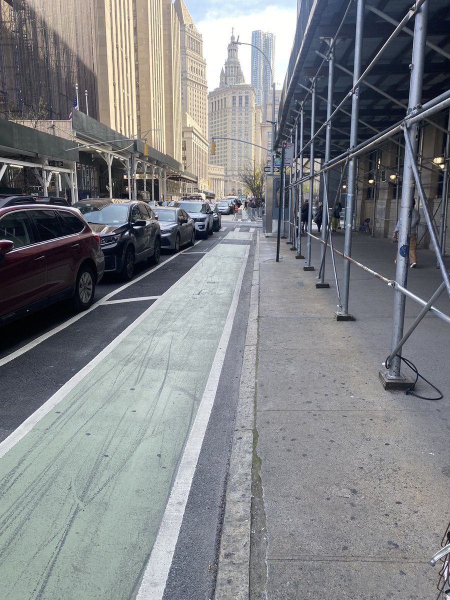 Wow, the bike lanes are so crowded and full of commuters on such a beautiful day right near Canal Street.