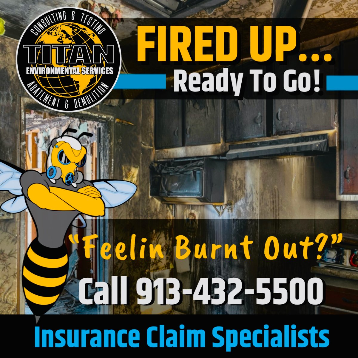 Call Titan for fire, smoke and soot damage. Your local Kansas City insurance claim specialists! #titankc 
#FireDamageCleanup #WaterDamageCleanup #EmergencyResponse #PropertyRecovery #MoldRemoval #FloodCleanup #SmokeRemediation #InsuranceClaim #StormCleanup #HazardousMaterials