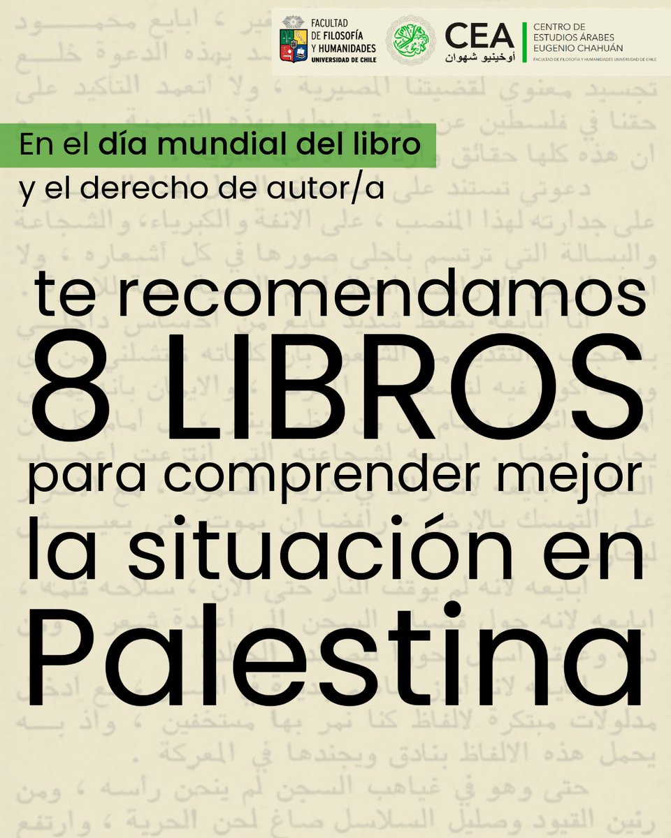 CEstudiosArabes's tweet photo. #DiaDelLibro

📚¿Quieres profundizar sobre la situación en Palestina?
🧵Sigue el hilo ¡te dejamos 8 lecturas!

🍉Recuerda que en mayo comienzan las clases del Diplomado en Estudios Palestinos.
Revisa el programa completo en el link de nuestra bio.

#Palestina #LecturaRecomendada https://t.co/6V3iK4fY5j