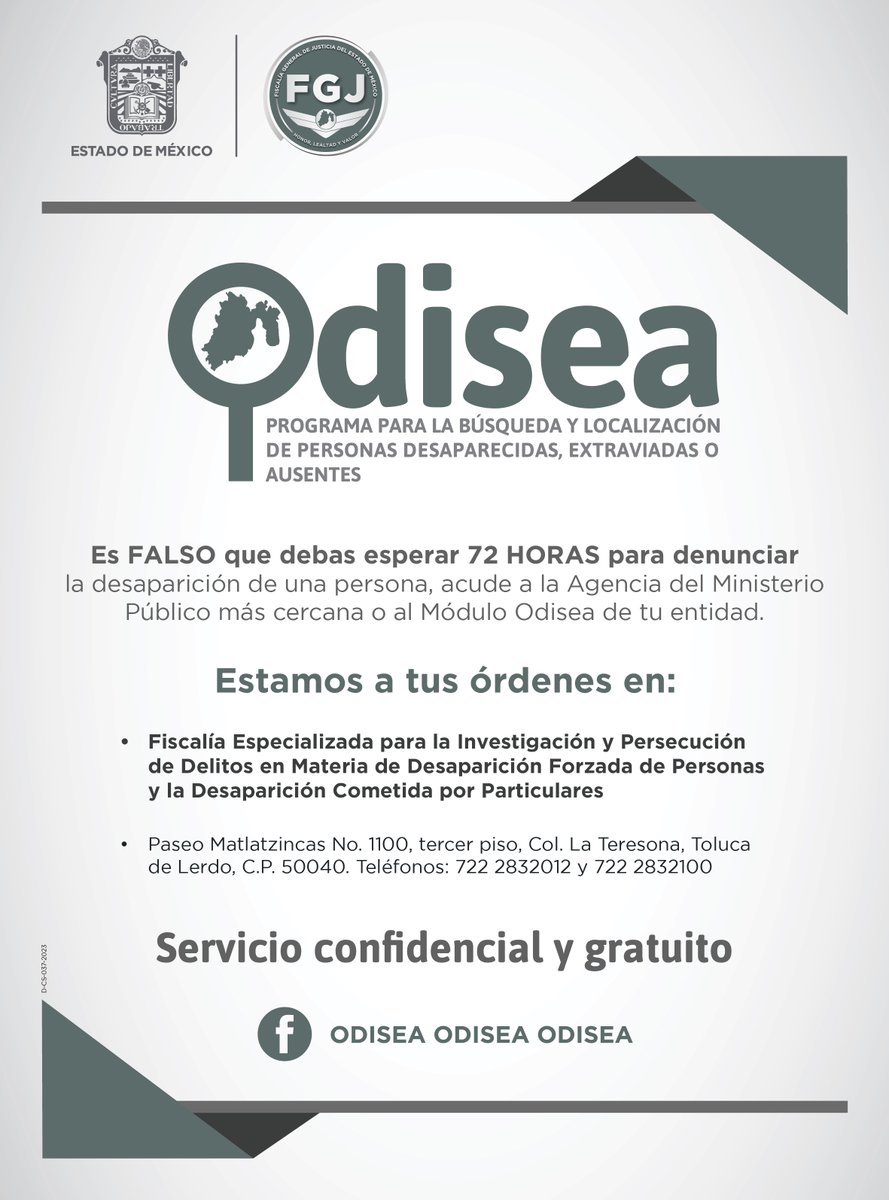 Recuerda que las primeras horas son decisivas para la localización de un menor de edad, acude a la Agencia del Ministerio Público más cercana a tu domicilio o comunícate al 800 7028 770. #FiscalíaEdoméx