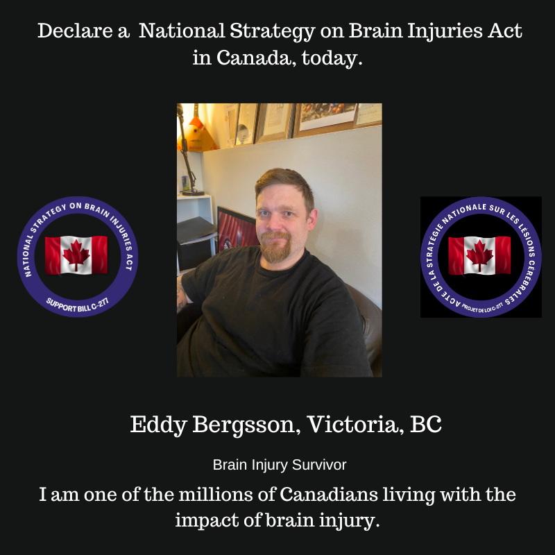 Day #43   of the 125 Days to Say Yes! campaign. Meet Eddy of Victoria, BC. Eddy's MP is @laurel_BC. @AMacGregor4CML @markhollandlib Contact your   Member of Parliament today to ask for their support for a national brain   injury strategy. #nationalstrategyonbraininjury #BillC277
