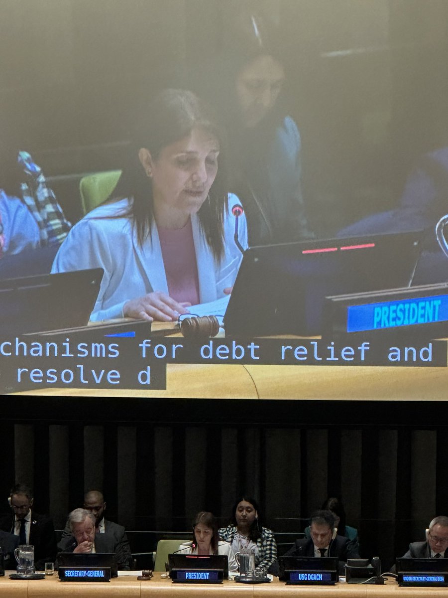 Thilmeeza's tweet photo. As we enter the second day of #FFD2024, we commend @UNECOSOC President Paula for her leadership. Focus on resource mobilization and reforming financial architecture to foster inclusive growth is essential. We need to ride on this momentum and build ambition to meet our #SDGs 🌍 https://t.co/168jk2FAjW