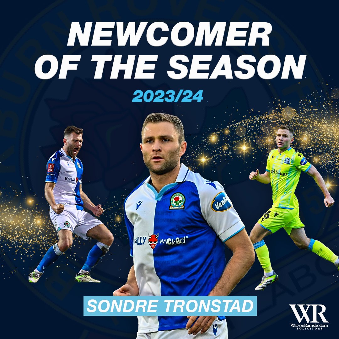 🏆 The Newcomer of the Season Award goes to a summer signing who quickly became a key figure in the middle of the park - Sondre Tronstad! 🌞 #RoversPOTS2324 | #Rovers 🔵⚪️