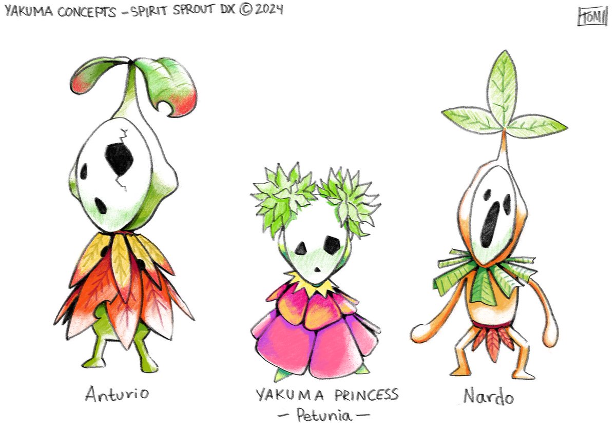 Anturio, Princess Petunia and Nardo 🌿🌸🥕

#SpiritSproutDX #gamedev #indiedev #conceptart #characterdesign