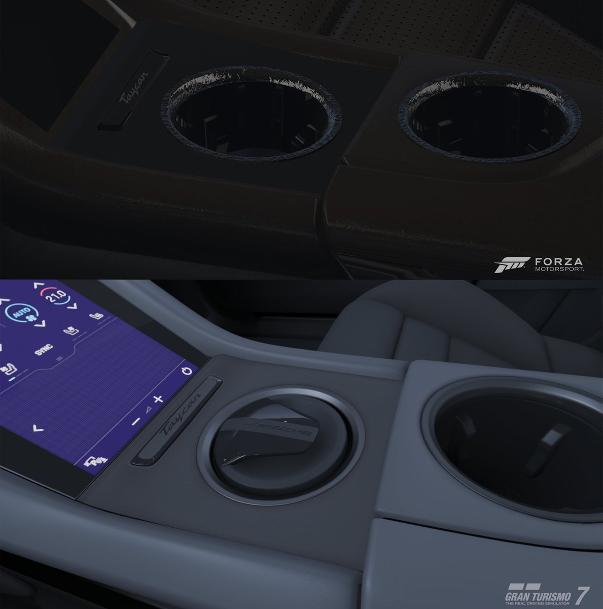 Imagine you've just spent $100k on a Porsche Taycan, and as you glance at the center console.

#GranTurismo7 vs #ForzaMotorsport