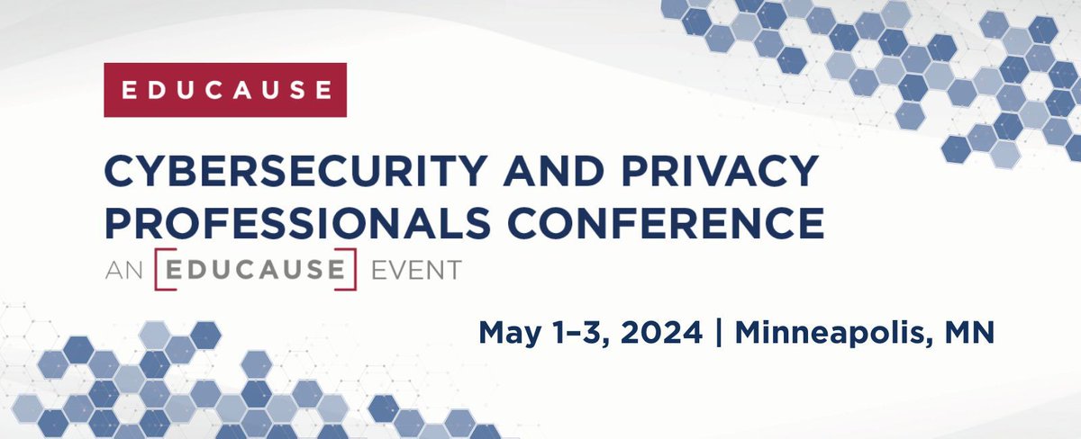 We are 1 week away from the 2024 Cybersecurity and Privacy Professionals Conference in Minneapolis. This #HigherEd event that gives participants a chance to network & discuss information security/privacy trends and issues with peers & solution providers. buff.ly/49xzLYV