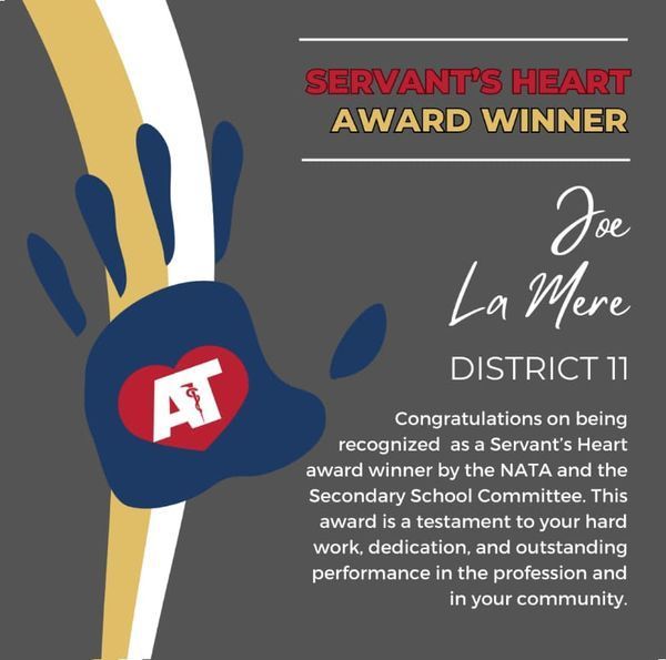 Congratulation to Joe LaMere of Gundersen Health System on the Servan’ts Heart award for all the people you help and serve. Thank you for all that you do!

#WisconsinATs #WATA #WiscoAT #athletictraining #ATSarehealthcare #begreAT #equALLYATs #essentialtohealthcare #ATimpact