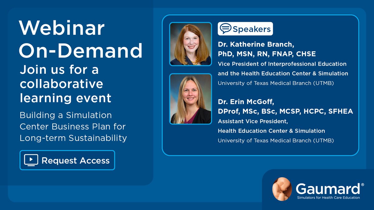 #ICYMI Our latest collaborative #webinar is now ready to watch on demand. Get insights on building a simulation center business plan for financial sustainability. Presented by Dr. Katherine Branch & Dr. Erin McGoff from the @utmbhealth University of Texas Medical Branch.