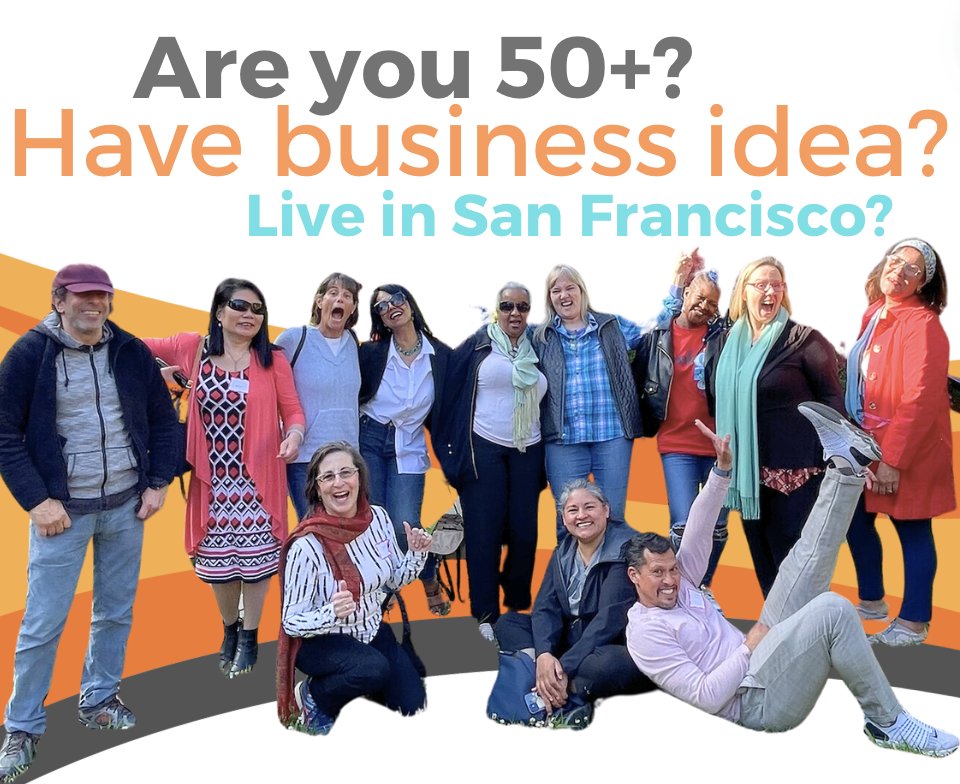 DYK that people over 55 are 3x as likely to start successful companies than their 30-year-old peers? This 10-week Kickstart Your Business @ 50+ program will help you get started. Next session begins August 19. APPLY today: blissen.io @sfoewd